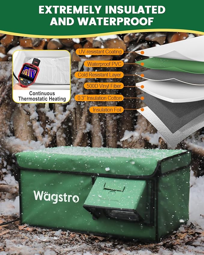 Heated Cat House for Outside, Waterproof Awning & Escape Door Heated Cat Houses for Indoor/Outdoor Cats in Winter, Elevated & Insulated Outdoor Cat Shelter for Feral Cat