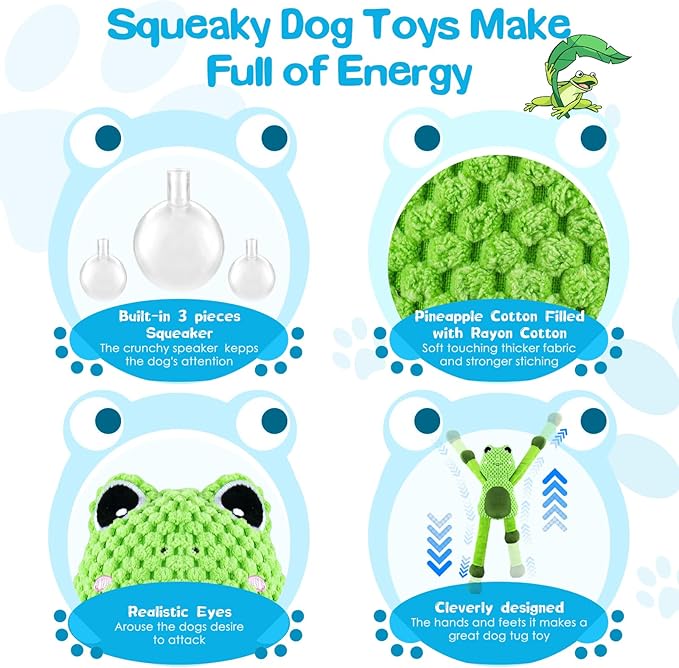 Large Squeaky Dog Toys : Plush Stuffed Dog Chew Toy with Soft Fabric-Interactive Puppy Toys to Keep Them Busy
