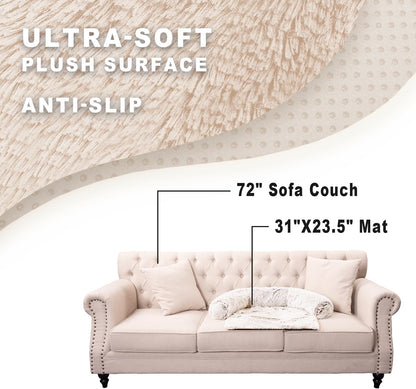 Calming Dogs/Cats Bed Mats, Dog Pad Washable Removable Couch Cover, Plush Long Fur Mat for Pets, Waterproof Lining, Perfect for Small, Medium and Large Dogs and Cats (Gradient Brown, 31"x23")