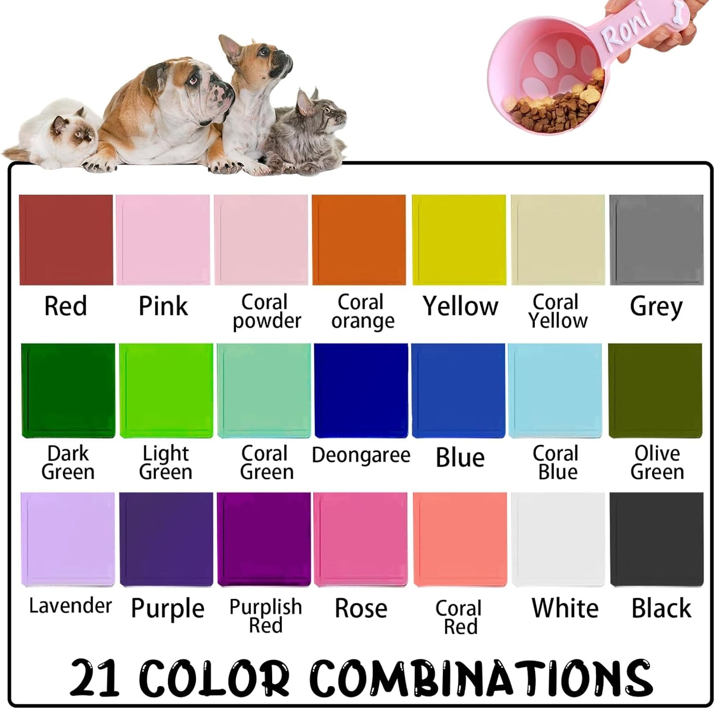 ubjva Personalized Dog Food Scoop Custom Cat Food Measuring Cup with Name Pet Accessories Gifts for Pet Lover