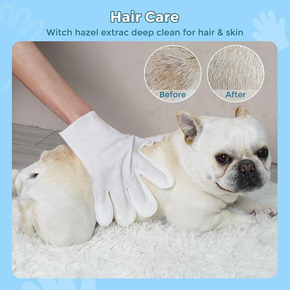 Vannon Extra Thick Pet Bathing Wipes for Dogs & Cats, Cleaning & Odor-Controlling Grooming Gloves, Nourish Fur Glove Wipes for Daily Care and Traveling, Rinse Free, Unscented, 6 PCS