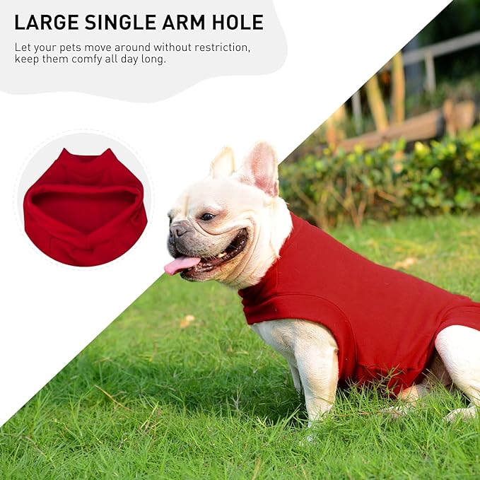 Soft Fleece Dog Sweatshirt - Warm Cat & Dog Sweaters for Small & Medium Pets - Stretchy Hoodie Easy On - Comfortable Winter Clothes for Dogs & Cats - Red