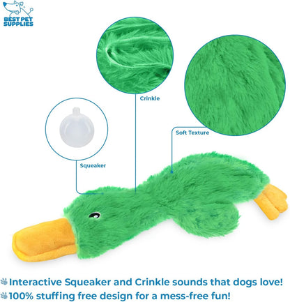 Best Pet Supplies Squeaky Dog Toys with Soft Durable Fabric for Small, Medium and Large Pets Interactive Toy for Indoor Play, Supports Active Biting and Play - Green