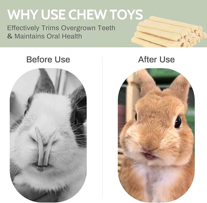 JONSΛNTY 25-28 PCS 330g Natural Sweet Bamboo, Chew Toys for Rabbit, Guinea Pig, Hamster, Chinchilla, Bunny, Rat, Teething Toy for Small Animal