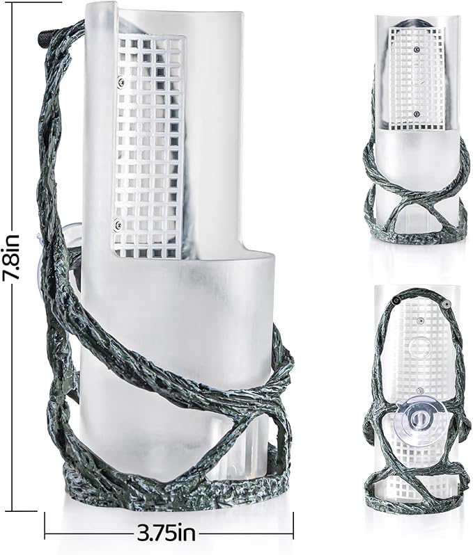 OIIBO Chameleon Feeding Bowl, Resin Vine Reptile Feeder with Grid Plate for Insect to Climb and Move, Reptile Hunting Bowl with Suction Cup for Chameleon, Lizard, Bearded Dragons, Iguana, Gecko, Frog