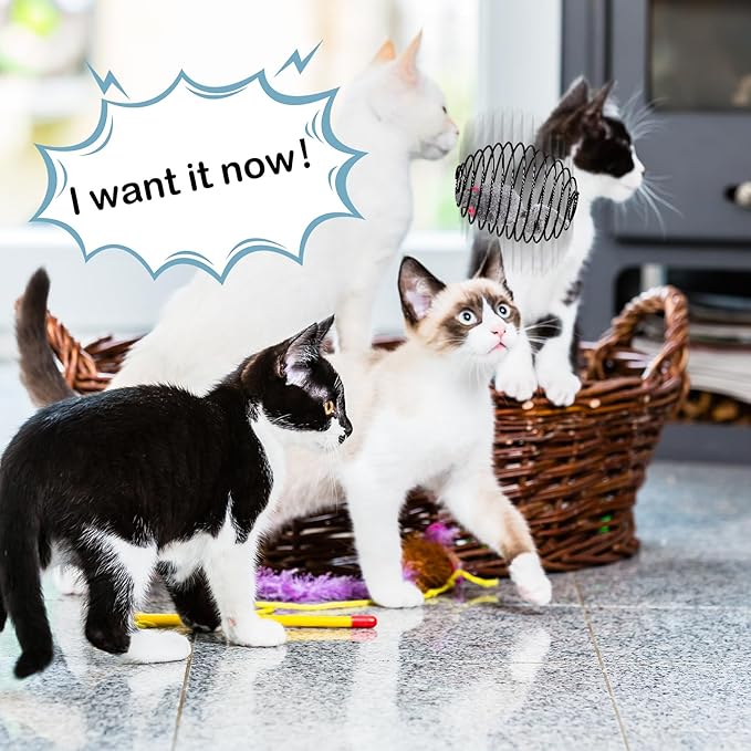 Jecery 5 Pcs Halloween Cat Spring Balls Toys Stretchable Rolling Balls Colorful Playful Coils Interactive Spring Action Toy Caged Rats for Kitten Cat Pet Supplies(Mouse,Black,5 Pcs)