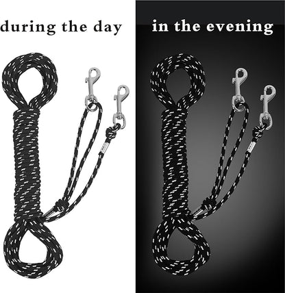 Reflective Cat Leash -50FT Cat Cable Out Escape Proof Walking Leads Yard Long Durable Safe Leash Traning Play Outdoor for Puppies/Kittens/Small Animals(Black)