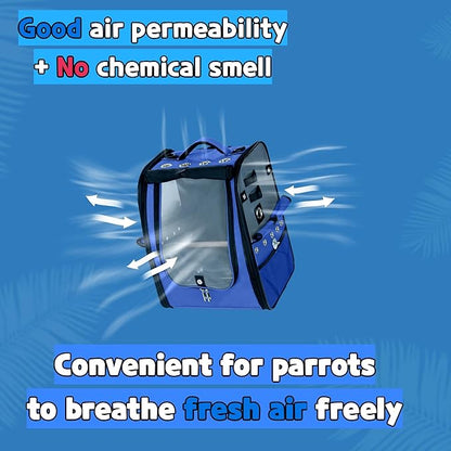 Birds Day Bird Carrier Backpack-Parrot Travel Cage with 2PCS Perch and Food Bowl, Stainless Steel Tray (Sky Blue)