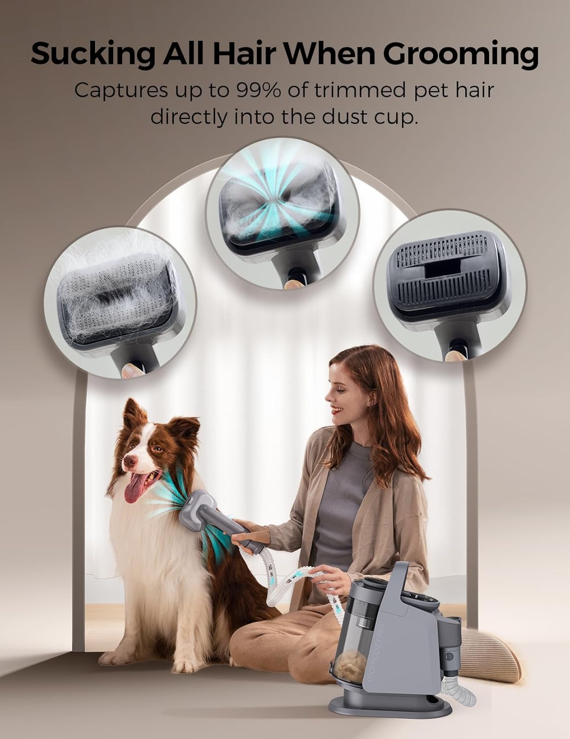 Dog Grooming Kit, FurEase Dog Grooming Vacuum with Dog Clippers for Grooming, 13000Pa Powerful Pet Grooming Vacuum with 5 Pet Grooming Tools, 2.6L Dust Cup, Dog Vacuum for Shedding Grooming