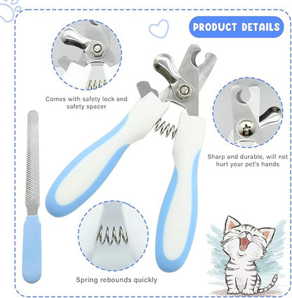Pet Grooming Kit with Slicker Brush Bath Massage Glove Brush Pet Shedding Comb Nail Clipper Trimmer 6 Piece Set for Rabbit Kitten Guinea Pig Cat Chinchilla Ferret Small Animals