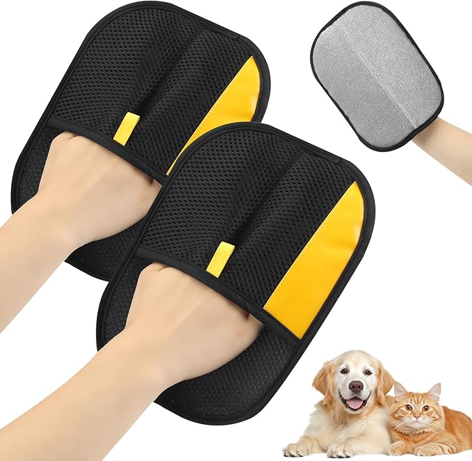Pet Hair Removal Glove,2Pcs,Electrostatic Gloves Pet Hair Removal,Highly Efficient,Pet Hair Remover Glove,9.45-Inch Large Brush Surface,Reusable Cat Grooming Gloves for Couch,Sweater,Carpet,Curtain.