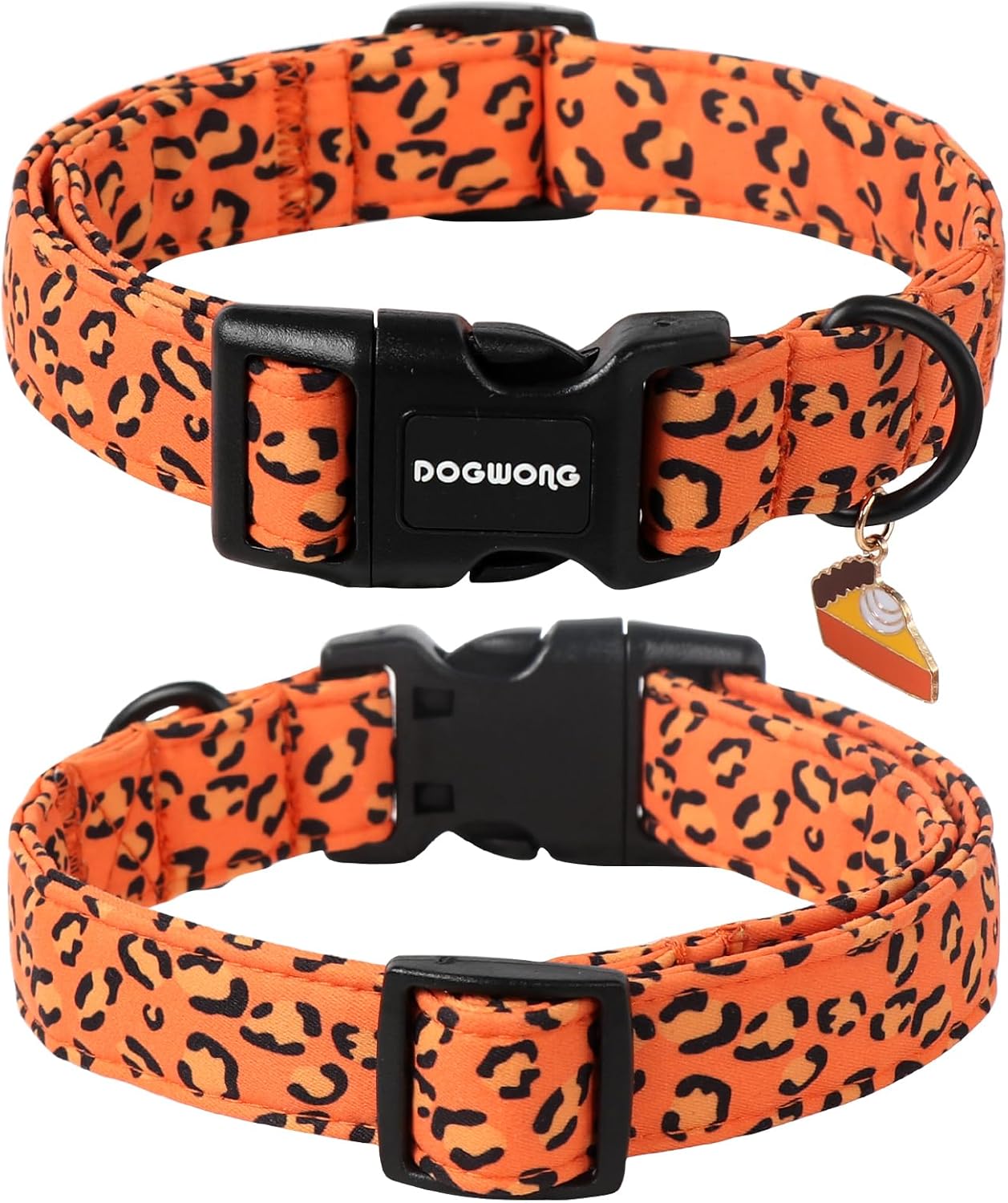 DOGWONG Leopard Print Dog Collar- Cute Designer Animal Pattern Dog Collars Adjustable Girl Female Dog Collar for Small Medium Large Dogs S