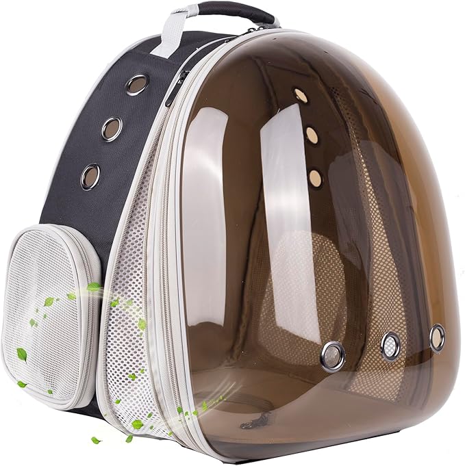 Front Expandable Cat Backpack Carrier, Fit up to 20 lbs, Polarized Tinted Brown Bubble Window Pet Carrier Backpack for Large Fat Cat and Small Puppy
