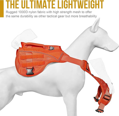 OneTigris No Pull Tactical Dog Harness for Small Medium Dogs, Double Layer Mesh Durable Service Dog Vest Harness COMET'S Tail Training Breathable with Handle