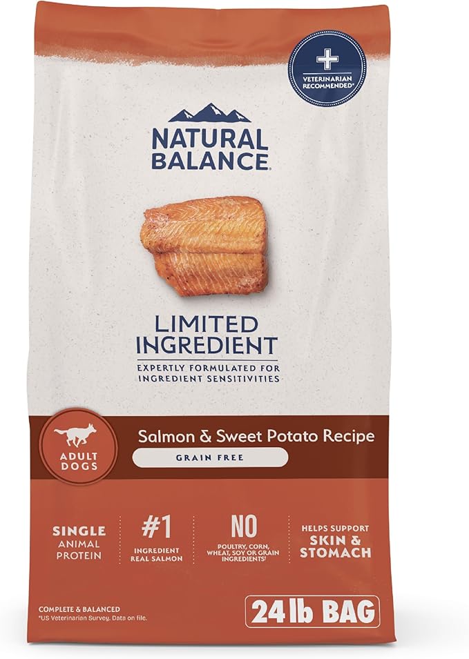 Natural Balance Limited Ingredient Grain Free Salmon & Sweet Potato Dry Dog Food, Sensitive Stomach, 24 lb (Pack of 1)