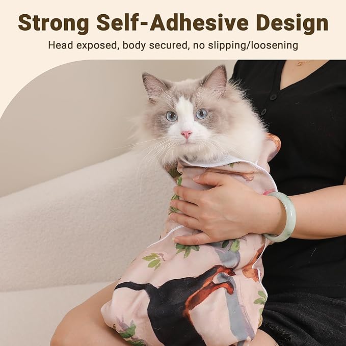 Cat Grooming Wrap Cat Wrap for Cutting Nails, 27.6" Cat Wrap for Grooming, Cat Restraint for Nail Clipping, Multifunctional Swaddle Wrap Pet Tool, Cat Burrito Wrap