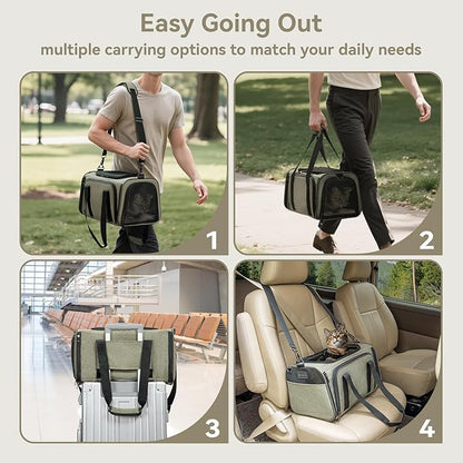 Petsfit Expandable Rabbit Carrier Small Cat Carrier Airline Approved, 16X10X9 Inches Soft-Sided Portable Small Animal Travel Bag for Kitten/Puppy/Bunny/Guinea Pig