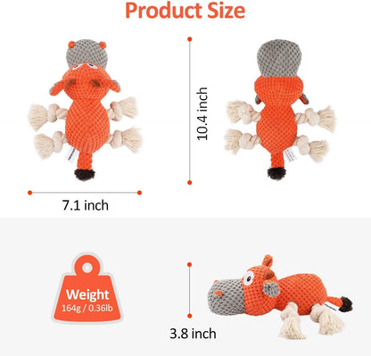 IOKHEIRA Dog Plush Toy for Large Aggressive Chewers,Indestructible Dog Squeaky Toys,Stuffed Animals Toys with Cotton Material and Crinkle Paper,Durable Chewing Toys (Carrot Orange, Cattle)