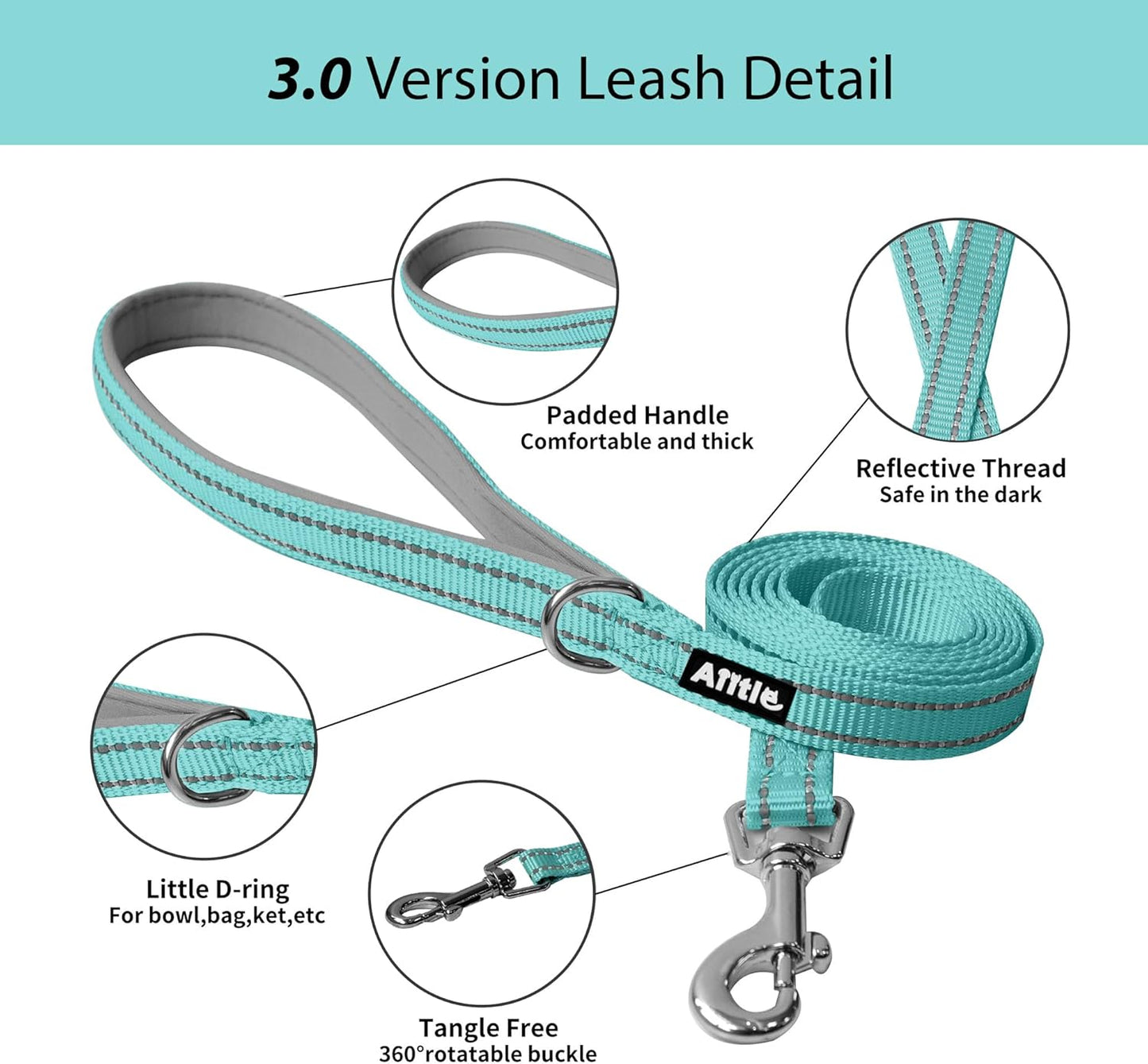 AIITLE Dog Harness, Summer No-Pull Cat Harness with a Leash, Adjustable Reflective Dog Vest, Cat Harness Escape Proof, Outdoor Walking, Camping for Extra Small Dogs and House Cats Turquoise XXXS