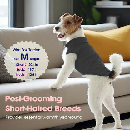 FUAMEY Dog Fleece Vest for Large Dogs,Warm Stretchy Dog Sweatshirts Pullover with Leash Hole Dogs Sweater Soft Pet Turtleneck Cozy Pet Vest Lightweight Sleeveless Grey L