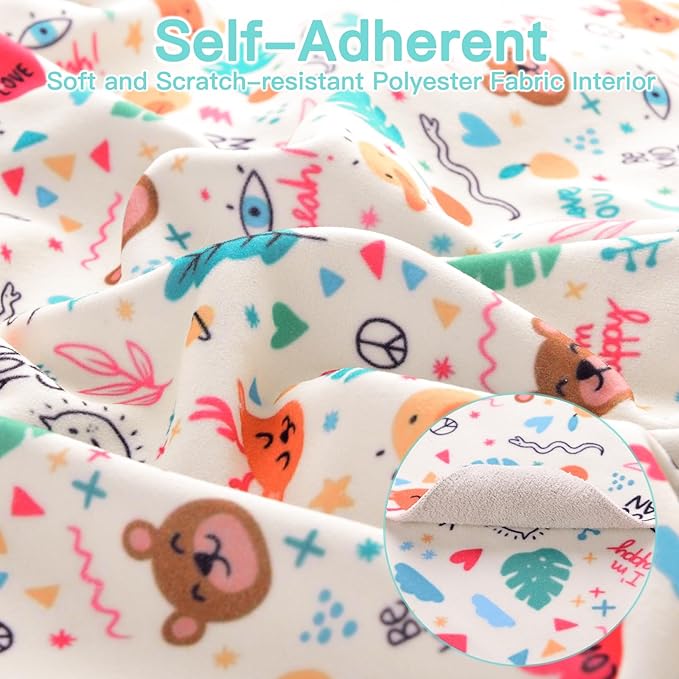 27.6" Cat Grooming Wrap, Cat Wrap for Cutting Nails, Self-Adherent Fabric Wrap for Cats, Cat Burrito Wrap Anti-Scratch, Anti-Escape, Multifunctional Swaddle Wrap Pet Tool (Funny Bear, X Large)