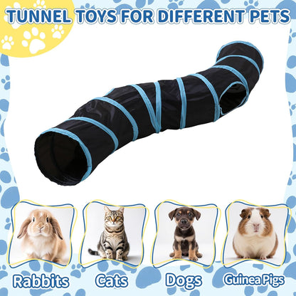 Pet Cat Tunnel, S-Shaped Tunnels for Indoor Cats, Collapsible Pet Tunnel for Kitten, Puppy, Rabbit, 25cm-Wide Tunnels, Durable & Breathable, with Peek Hole Toy Ball