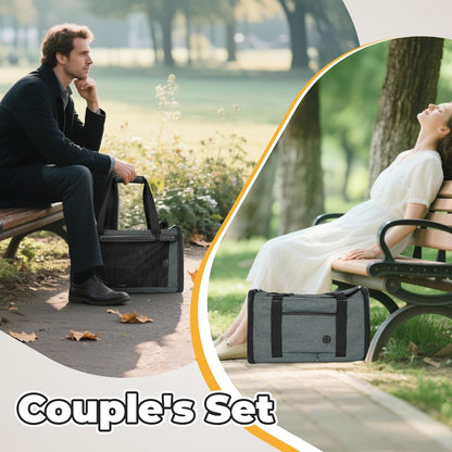 YUDODO 2 Packs 25 lbs Lightproof Soft Sided Pet Carrier for Large Cat & Small Dog Airline Approved Travel Bag Puppy Carriers with Side Pockets & Reflective Mesh, Foldable Portable for Car 2 Grey Green