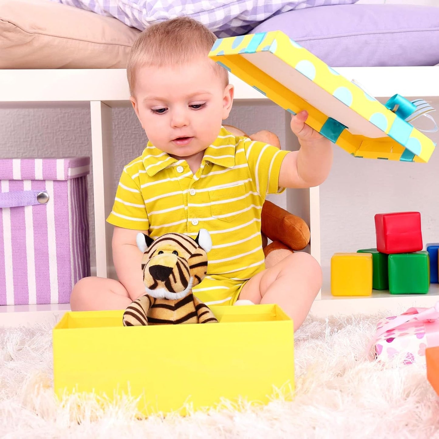 Elcoho 8 Pieces Safari Stuffed Animals Plush Jungle Animal Toys 9.8 Inch Zoo Stuffed Animals Set Cute Plush Toys for Animal Themed Parties Teacher Student Award