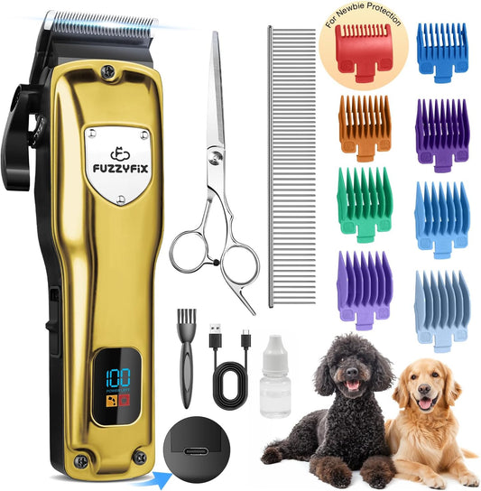 Dog Clippers for Grooming for Thick Heavy Coats, Professional Pet Grooming Clippers Supplies Kit Low Noise Rechargeable Stainless Steel Hair Trimmers with Ceramic Blade for Dogs Cats Animals