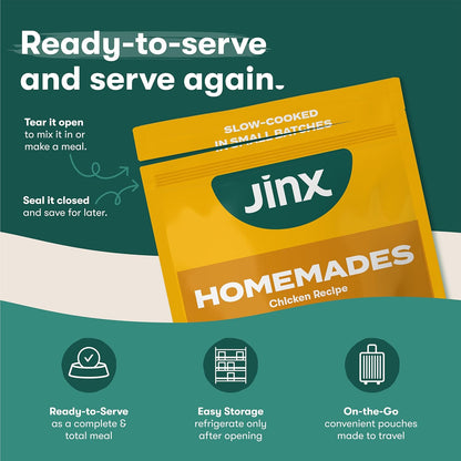 Jinx Chicken Dog Wet Food, Meal or Mix in Dog Toppers for Dry Food, Made with Real Chicken, Bone Broth & Brown Rice, No Fillers, Puppy, Adult, Senior, 9oz, 6 Pack