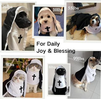 Cat/Dog Nun Costume Pet Clothing - Cute Funny Sister Habit Dress Outfit for Halloween Christmas Festival Cosplay Party (X-Large)