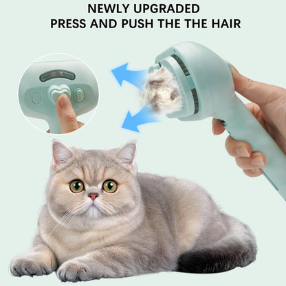 Pet Steam Brush for Cat & Dog – 4-in-1 De-Shedding, Steam Spray, and Self-Cleaning Grooming Tool – Ideal for Long and Short-Haired Pets– Includes 2 Bottles of 120 mL Waterless Shampoo(Green)