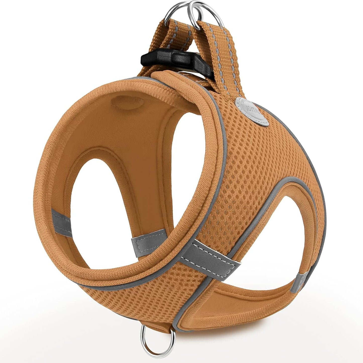 Joytale Small Dog Harness, Breathable Mesh Step-in Vest, Reflective Soft Padded Harnesses for Cats and Puppies Dogs, Brown, XXXS