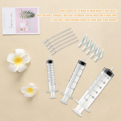 Baby Bird Feeding Syringe Set, Pet Parrot Milk Feeding Syringe with Tubes, Parrot Feeding Tubes Measuring Tools for Feeding Pets Scientific Industrial Labs… (10ml+20ml+60ml)