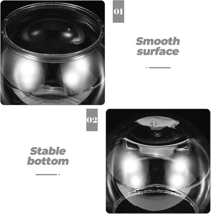 POPETPOP Small Fish Tank Goldfish Bowl - Transparent Plastic Round Bowl - Aquarium Terrarium Hydroponic Planter Fish Bowl for Centerpieces Goldfish Tank Desk Bookcase Decorations (Pack of 2)