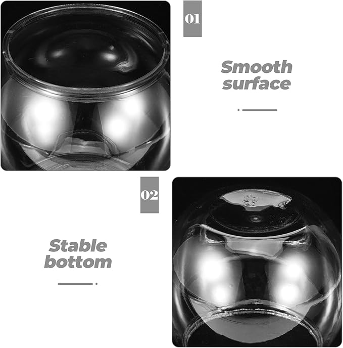 Mipcase Plastic Fish Bowl, Round Goldfish Tank Small Betta Fish Bowl Clear Fish Tank Bowl Desktop Goldfish Bowl for Home Decor (Pack of 2)