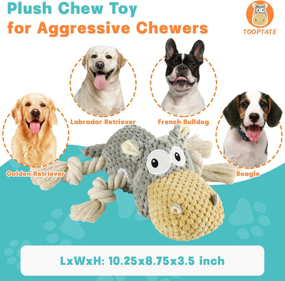 Dog Toys for Aggressive Chewers - Squeaky Dog Toys to Keep Them Busy for Large Dogs (Gray, Medium)