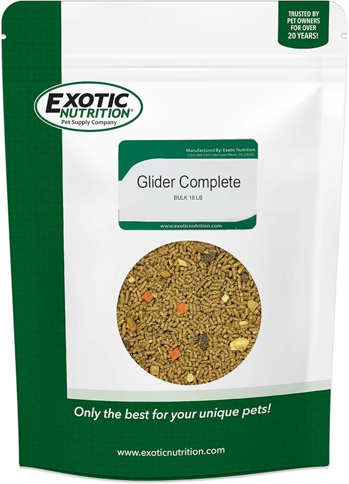 Exotic Nutrition Glider Complete 18 lb | Natural Fruit Bits | Sugar Glider Food