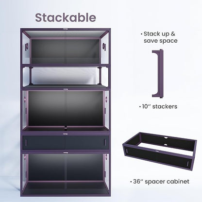 50 Gallon Bearded Dragon Tank, Reptile Enclosure for Easy Maintenance, Front Opening Reptile Tank with Top Screen Ventilation & Glass Sliding Door 36''x18''x18''
