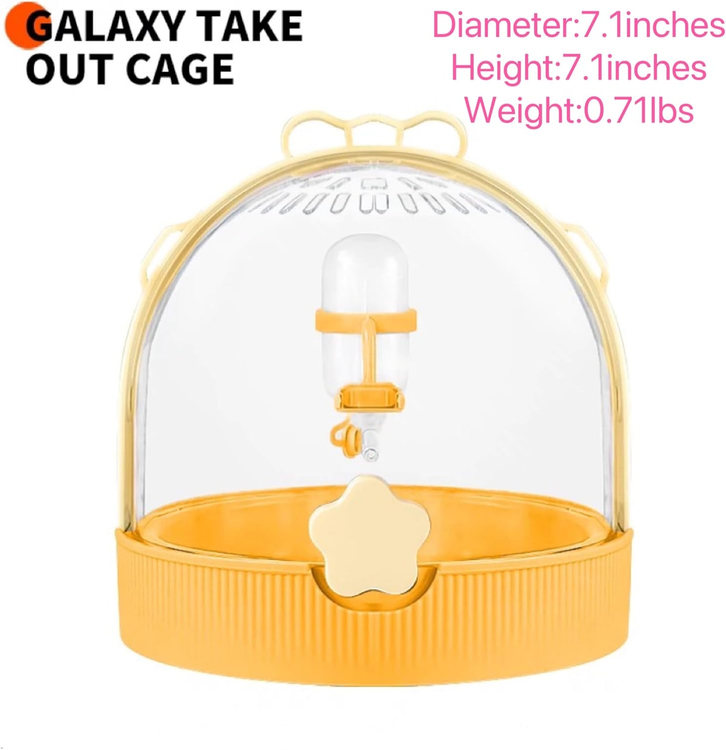TUTU&LELE Small Animal Carrier, Travel Carry-Out Cage with Warm Plush Pads and Water Bottle can be Carried Both by Hand and Crossbody, Suitable for Dwarf Hamsters, Mice, Hamsters (Yellow)