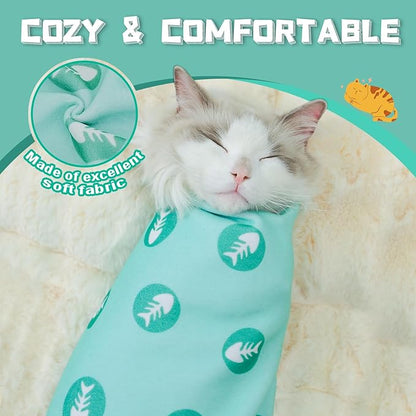 Supet Cat Wrap for Cutting Nails, 2025 Self-Adherent Cat Grooming Wrap, Anti-Escape Calming Cat Swaddle Wrap for Medicine, Nail Clipping, Teeth Brushing, Ear Cleaning