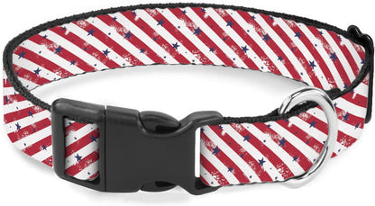 Red White Stripes Blue Stars Dog Collar Cat Big Neck Collars Soft for Small Extra Large Heavy Duty Pet Dogs