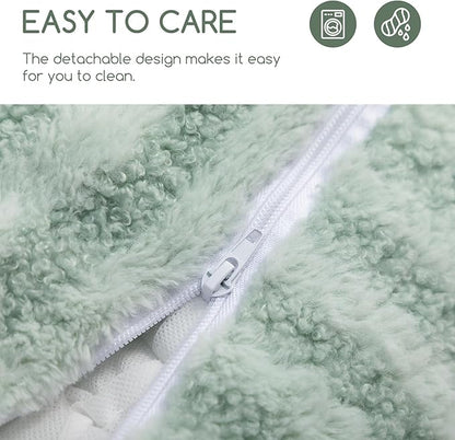 Hollypet Cat Bed Fluffy Plush Mutifuctional Double-Layer Soft Pet Couch Orthopedic Sofa Nest Beds for Small Cats and Dogs, Light Green (25x20x13 inch)