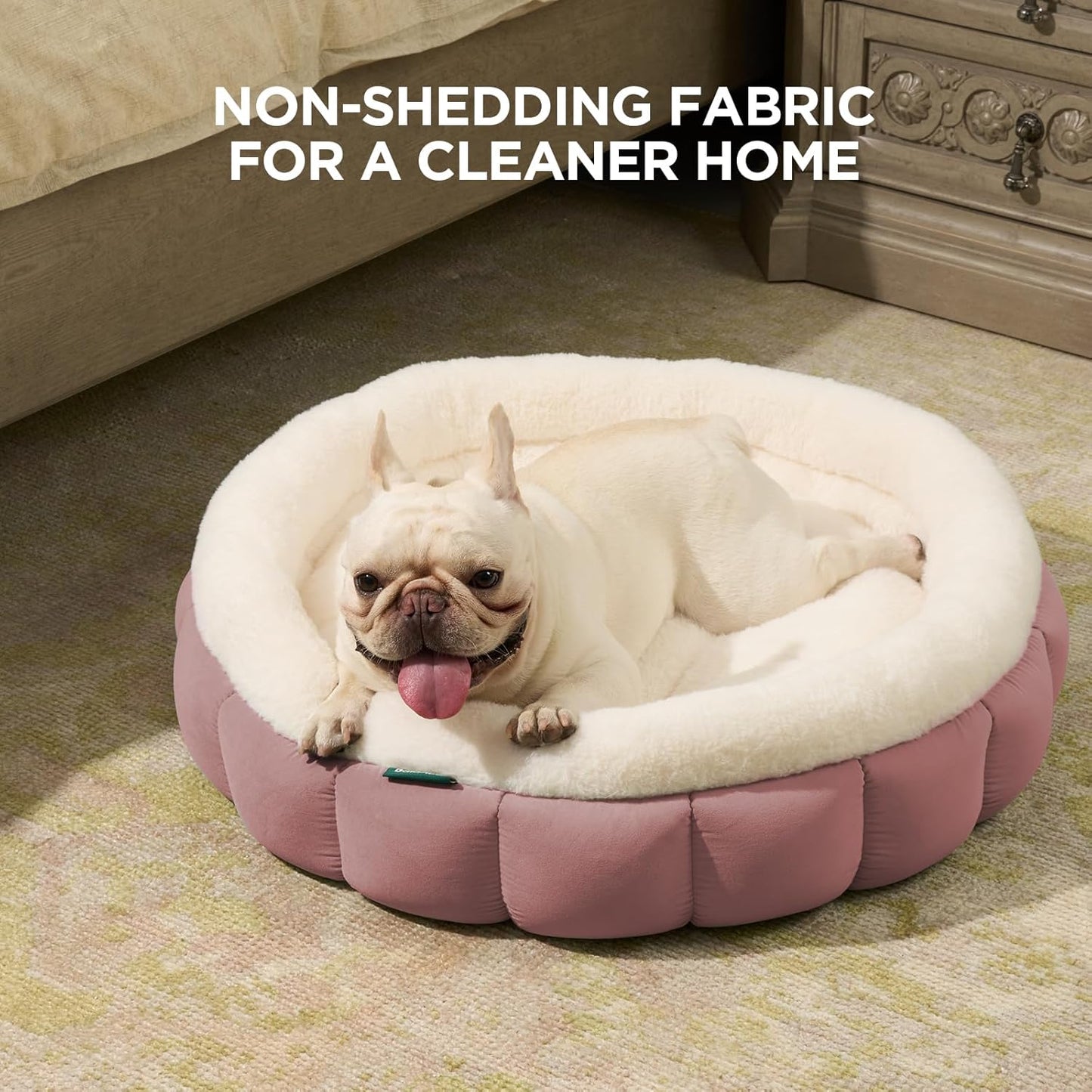 BALANCE Cat Beds for Indoor Cats, Washable Round Dog Bed, Donut Dog Bed with Anti-Slip Bottom for Small Dogs, 28 Inches, Mellow Rose