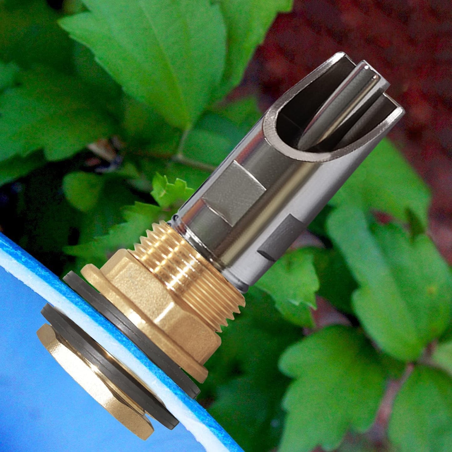 Joywayus 5PCS 1/2 Stainless Steel Automatic Pig Nipple Water Drinker Feeder Waterer + 5PCS 1/2 Female to 3/4 Male Brass Water Tank Connector Bulkhead Fitting Kit for Sows Piglets Drinking