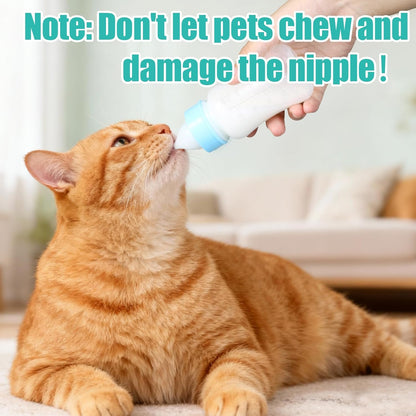 DEMORA Kitten Bottle Feeding Kit, Graduated Nursing Feeding Bottles for Pet Kitten Puppy Hamster Rabbit with Two Kinds of Replaceable Nipples Feeder (Clear, 4 oz)