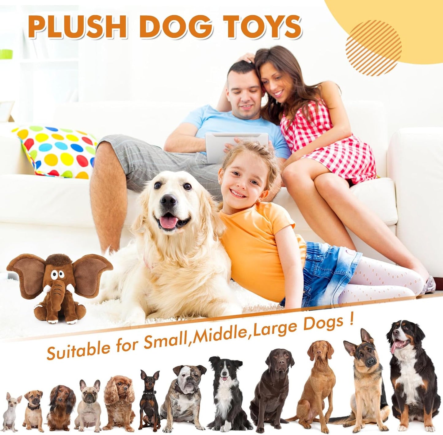 Interactive Plush Dog Squeaky Toys Fun Puppy Toy with Crinkle Paper for Interactive Chew and Play Beat Boredom with This Dog Puzzle Toy for Small Medium Large Dogs