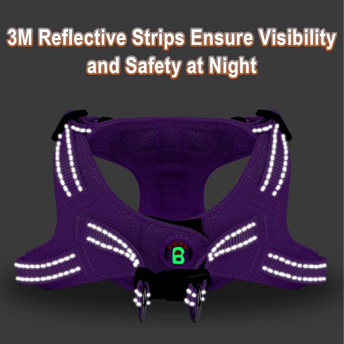Dog Harness Step in Dog Vest Harness, Reflective Adjustable Puppy No Pull Harness Breathable Soft for Small and Medium Dogs Cats, Purple, XXS