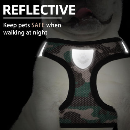 PUPTECK Adjustable Dog Harness Collar and Leash Set Step in No Pull Pet Harness for Small Medium Dogs Puppy and Cats Outdoor Walking Running, Soft Mesh Padded Reflective Vest Harnesses