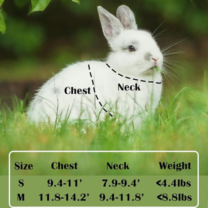 Rabbit Harness and Leash Set Escape Proof, Adjustable Soft Padded Vest, Breathable Mesh Bunny Harness with Reflective Strap, Safe for Small Animals(Pink,S)